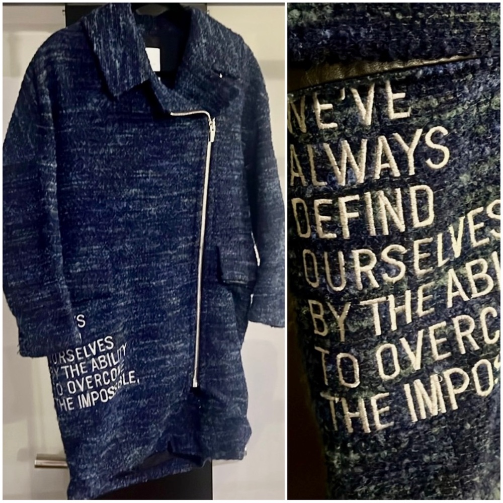 Basic House Blue Tweed Oversize, Long Fit Coat Size XS (fits like medium)